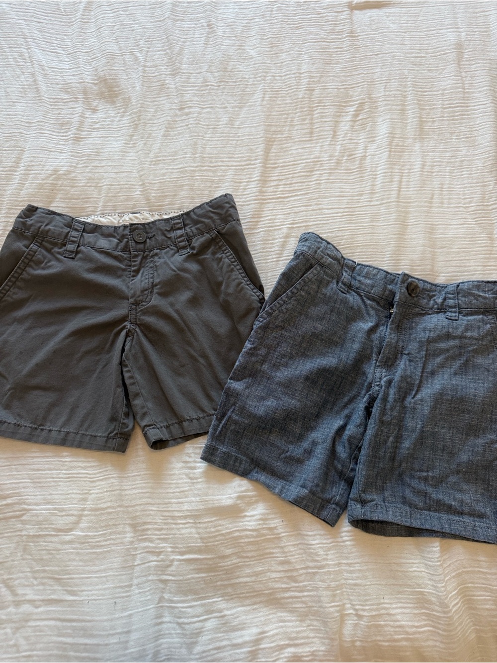 Two-Pair Boys' Shorts — Charcoal and Chambray Blue size 5